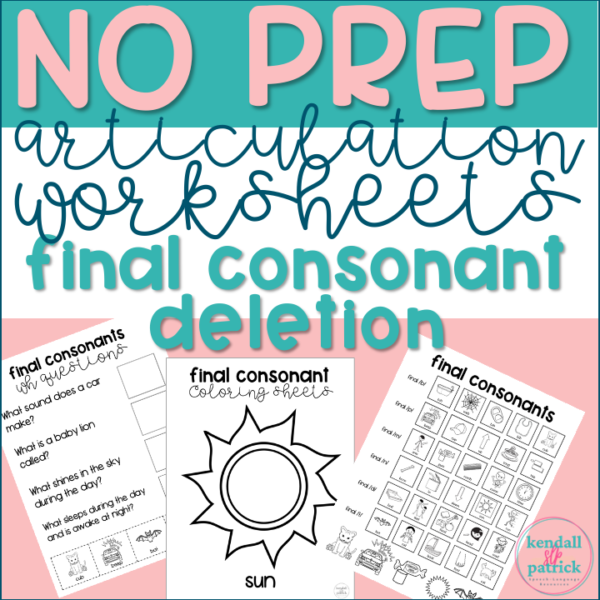 Free Articulation Worksheets (Final Consonant Deletion) – SLP Emporium